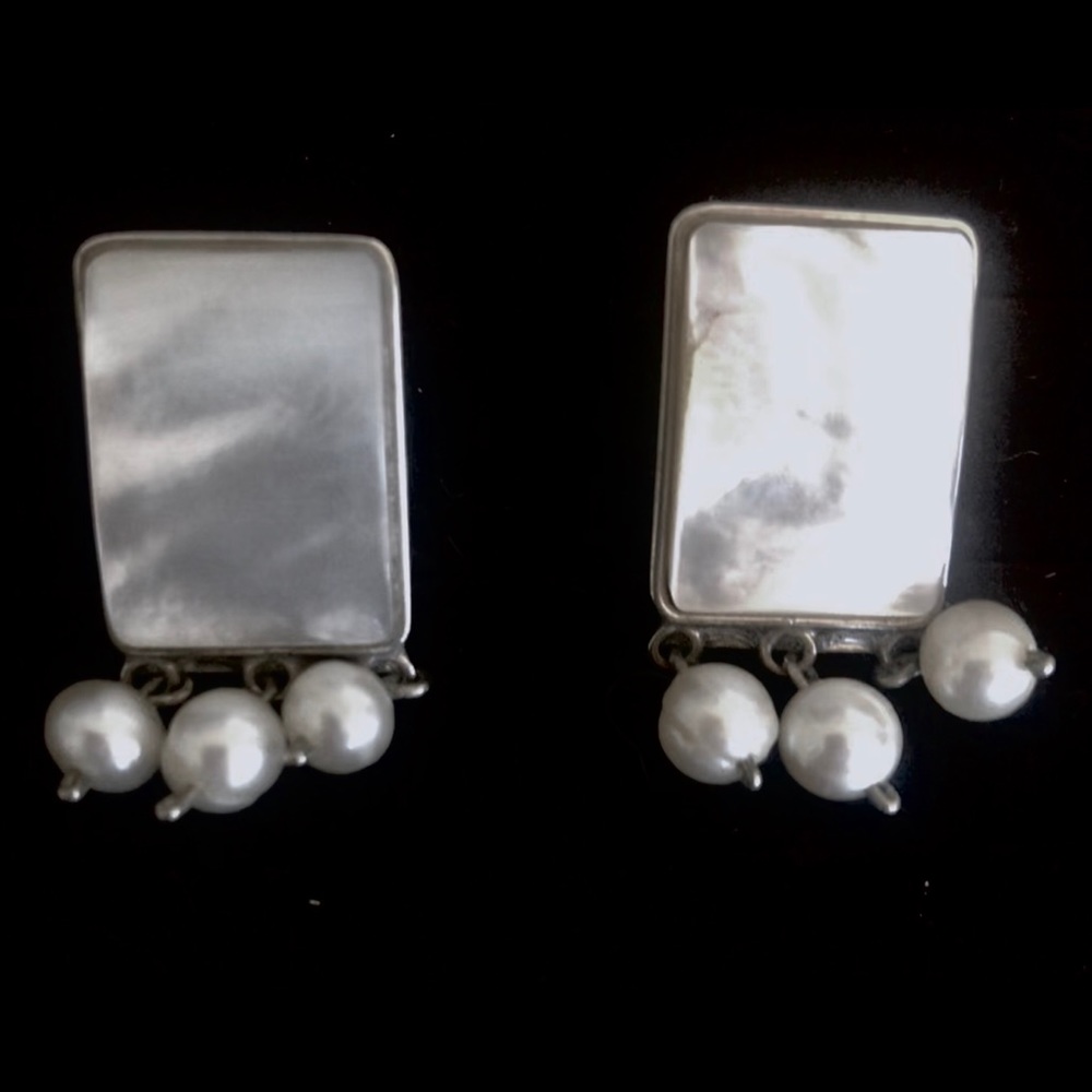Mother of Pearl and Sterling Silver Earrings